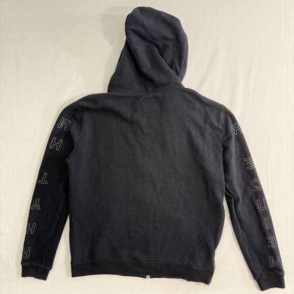 Allsaints Mens Cotton Full Zip Cotton Black Rhythm Hoodie Size Medium - Picture 2 of 9